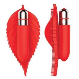 Красный клиторальный стимулятор в виде листика - 12,5 см.